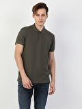Regular Fit Polo Yaka Erkek Haki Polo Kısa Kol