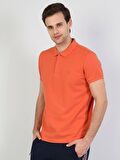 Normal Kesim Polo Yaka Turuncu Erkek Kısa Kol Tişört Cltkttshm0766200