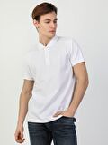 Regular Fit Polo Yaka Erkek Beyaz Polo Kısa Kol