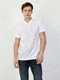 Regular Fit Polo Yaka Erkek Beyaz Polo Kısa Kol