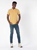 Regular Fit Polo Yaka Erkek Sarı Polo Kısa Kol