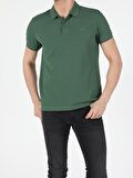 Regular Fit Polo Yaka Erkek Koyu Yeşil Polo Kısa Kol