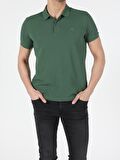 Regular Fit Polo Yaka Erkek Koyu Yeşil Polo Kısa Kol