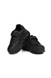 Unisex Çocuk Siyah Bağcıklı Cırtlı Sneaker Rahat Spor Ayakkabı