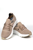 Kadın  Bej Triko Günlük Rahat Ortopedik Terletmeyen Spor Sneaker Ayakkabı