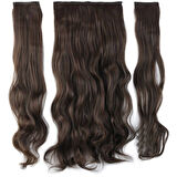 Kanekalon Fiber  Sentetik Dalgalı Yarım Ay + 2 Yan Saç Çıt Çıt  / Açık Kahve /  (CLZ175)