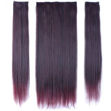 Kanekalon Fiber  Sentetik Düz Yarım Ay + 2 Yan Saç Çıt Çıt  / Koyu Kızıl /  (CLZ175)