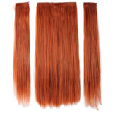 Kanekalon Fiber  Sentetik Düz Yarım Ay + 2 Yan Saç Çıt Çıt  / Bakır /  (CLZ175)