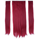 Kanekalon Fiber  Sentetik Düz Yarım Ay + 2 Yan Saç Çıt Çıt  / Kızıl /  (CLZ175)