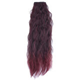 Kanekalon Fiber  Sentetik Kabartılmış Dalgalı 8 Parça Saç Çıt Çıt  / Koyu Kızıl /  (CLZ175)