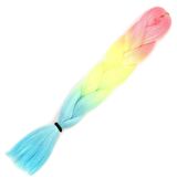 Simli Fuşya / Neon Sarı / Açık Mavi Renk Geçişli Örgülük Saç 100 Gr. /  (CLZ175)