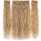 Kanekalon Fiber  Sentetik Kabartılmış Dalgalı Yarım Ay + 2 Yan Saç Çıt Çıt  / Karamel Platin Röfleli /  (CLZ175)