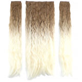 Kanekalon Fiber  Sentetik Kabartılmış Dalgalı Yarım Ay + 2 Yan Saç Çıt Çıt  / Kumral Platin Ombreli /  (CLZ175)