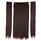 Kanekalon Fiber  Sentetik Düz Yarım Ay + 2 Yan Saç Çıt Çıt  / Koyu Kahve /  (CLZ175)