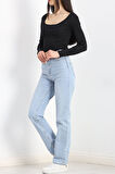 Kare Yaka Crop Body Siyah