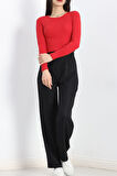 Kaşkorse Bisiklet Yaka Crop Body Kırmızı
