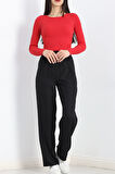 Kaşkorse Bisiklet Yaka Crop Body Kırmızı
