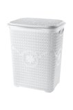 5 Parça Örgü Desenli Plastik Banyo Seti Çamaşır Sepeti Deterjanlık  Kovası Klozet Fırçası - Gri