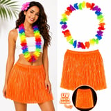 Neon Tcu Hawaii Etek 40 cm ve Rengarenk Hawaii Kolye