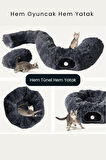 Simit Peluş Kedi Tüneli - Peluş Kedi Yatağı