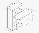 MDF Narin Raflı Dolaplı Çalışma Masası BEYAZ (DOLAP SOLDA)