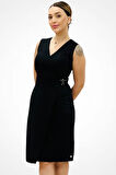 Sıfır Kol Toka Detaylı Elbise 5468-25k