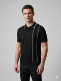 XINT Erkek Polo Yaka Çizgi Detaylı Kısa Kollu Triko T-Shirt 801887