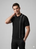 XINT Erkek Polo Yaka Çizgi Detaylı Kısa Kollu Triko T-Shirt 801887