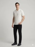 VAGANZA Fermuarlı Polo Yaka Dokulu Kısa Kollu Triko T-Shirt 4083
