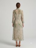 BIZE FASHION Bambu Desenli Transparan Tül Kimono Elbise 1124