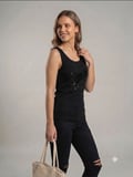 DAİDO Yıldız Nakışlı Pul Payetli Kadın Atlet Bluz 04829