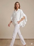 ONİX Oversize Fırfırlı Keten Bluz 47630
