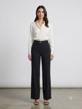MODAİLGİ Yüksek Bel Geniş Paça Siyah Kumaş Pantolon 40142