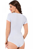 Giyim kadin Kısa Kol Çıtçıtlı Body Beyaz