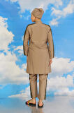 Giyim Kadın Pantolonlu Kolu Şeritli Tam Tesettür Mayo Bej
