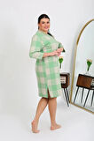 Giyim Kadın Büyük Beden Penye Gecelik Ev Elbisesi Yeşil