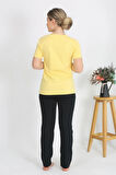 Giyim Kadın Kısa Kol Pamuk Penye Pijama Takım Sarı