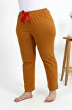 Giyim Kadın Pamuklu Büyük Beden Alt Pijama Hardal