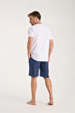 Giyim Erkek Cepli Pamuk Penye Şort Lacivert