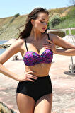 Giyim Kadın Yüksel Bel Straplez Mor Bikini