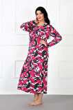 Giyim Büyük Beden Anne Gecelik Fuşya