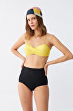 Giyim Kadın Straplez Sarı Yüksek Bel Bikini Takımı