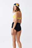 Giyim Kadın Straplez Sarı Yüksek Bel Bikini Takımı