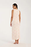 Giyim Kadın Kalın Askılı Yırtmaçlı Uzun Pudra Gecelik