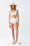 Giyim Kadın Basic Beyaz Pedli Yüksek Bel Bikini Takımı