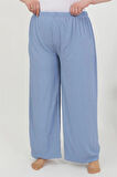 Giyim Kadın Büyük Beden Bürümcük Pantolon  Mavi