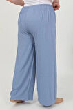 Giyim Kadın Büyük Beden Bürümcük Pantolon  Mavi