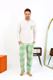 Giyim Erkek Uzun Kol Penye Krem Pijama Takımı