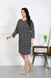 Giyim Kadın Büyük Beden Penye Gecelik Ev Elbisesi Siyah