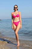 Giyim Kadın Destekli Fiyonklu Alt Üst Fuşya Bikini Takım